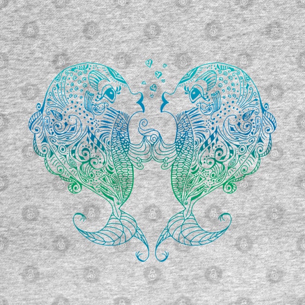 Pisces Fish Heart Shape Boho by NaturalDesign